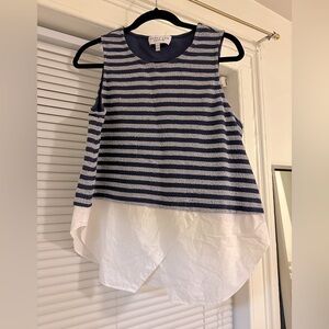 Derek Lam XL stiriped shell with collared shirt illusion.